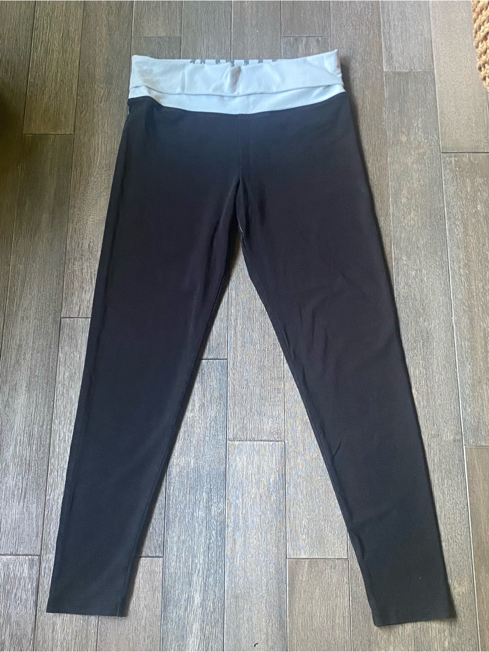 PINK Victoria's Secret Black Leggings with Light Gray Waistband